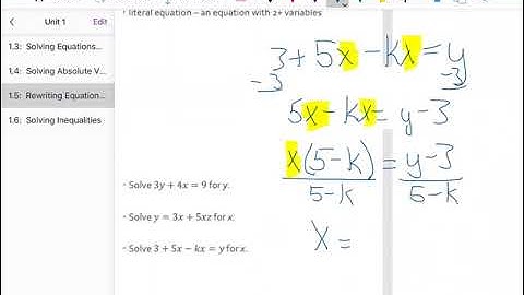 1.5:  Rewriting Equations and Formulas