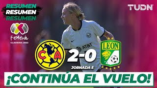 Resumen y goles | América 2-0 León | Liga Mx Femenil - CL2023 J5 | TUDN