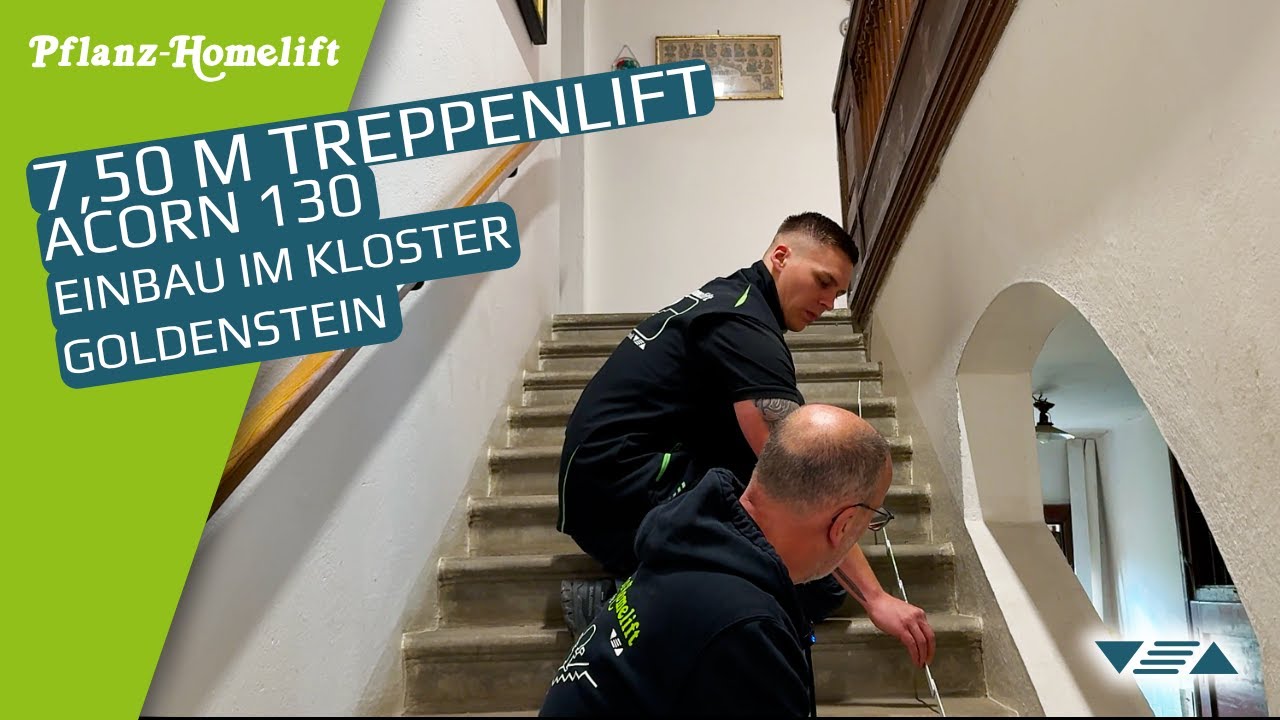 Acorn 130 Treppenlift im Kloster ▽△ 7,5 m langer Einbau Schritt für Schritt erklärt