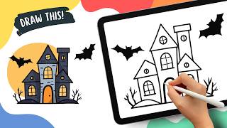 Ghost Haunte House - Easy Cartoon Drawing Tutorial