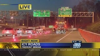 Icy conditions closes southbound lanes of Fremont Bridge