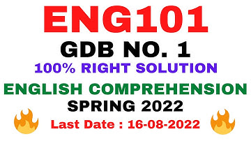 ENG101 GDB NO. 1 SPRING 2022 || 100% RIGHT SOLUTION || ENGLISH COMPREHENSION || BY VuTech