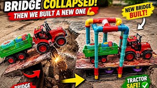 Tractor Stuck After Bridge Collapse-Epic Recovery #tractor #bridgechallenge #bridgecollapse #rescue