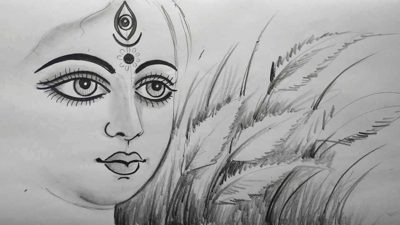 how to draw maa durga face pencil sketch step by step for ...