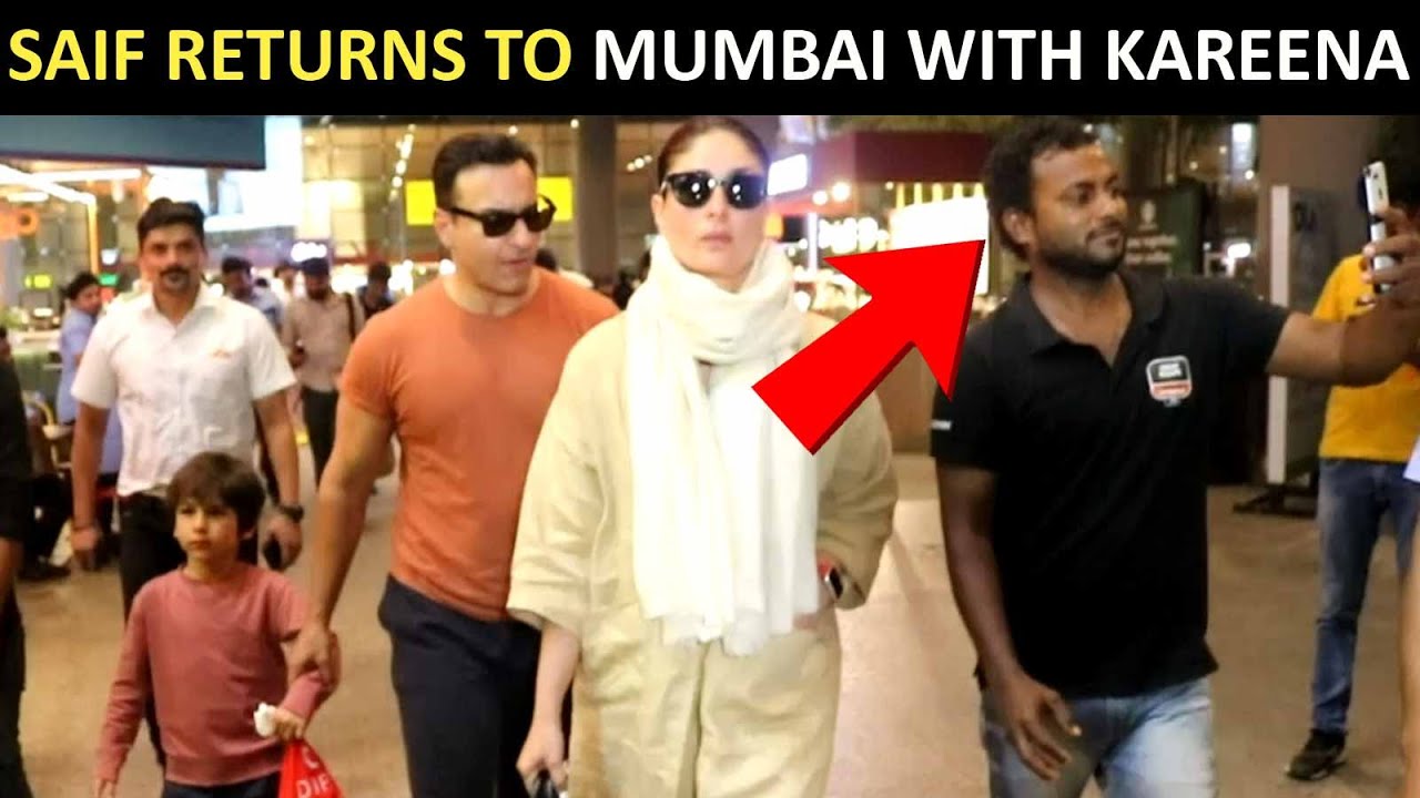 Saif Ali Khan flaunts clean-shaven look, shields Kareena Kapoor from fans