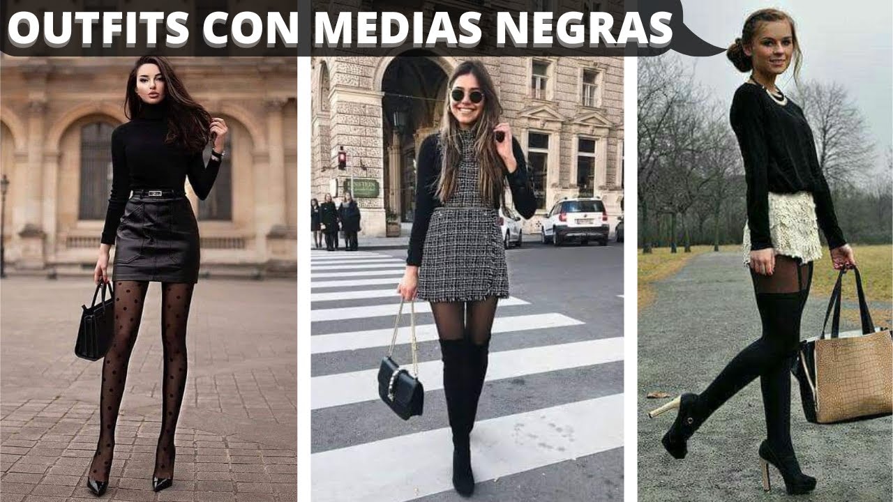 MODA 2023 MUJER LOOKS MEDIAS NEGRAS DE MODA OTOÑO INVIERNO 2022/2023 MUJER  TENDENCIAS 2023 - YouTube