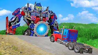 Giant OPTIMUS PRIME PORTAL TRAP - BeamNG Drive Transformers Challenge