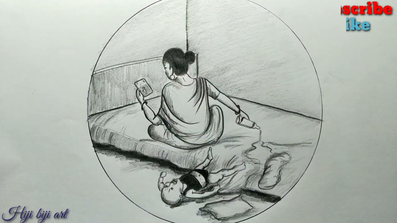 Mobile Phone Addiction drawing | Bad Effects of Social Media | Sad reality  draw🥺 #socialmedia - YouTube