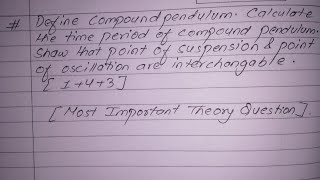 Compound Pendulum | Time Period of Compound Pendulum | Prashant YT | BE Civil | TU, PU, PoU, KU |