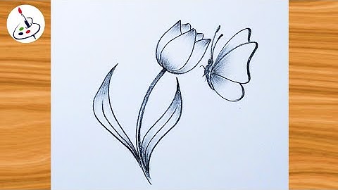 How to draw a Butterfly on Flower||Simple Pencil Sketch||Easy Drawing ideas for Beginners 
