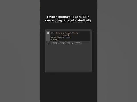 Sort list in descending order in Python πππ #coding #pythonshot #shorts ...