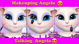 Makeuping My Talking Angela Funny Videos Learn & Games With Tahomina