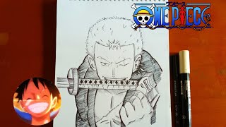 How to draw Zoro in 10 minutes! | Darkblock | One Piece | ワンピース