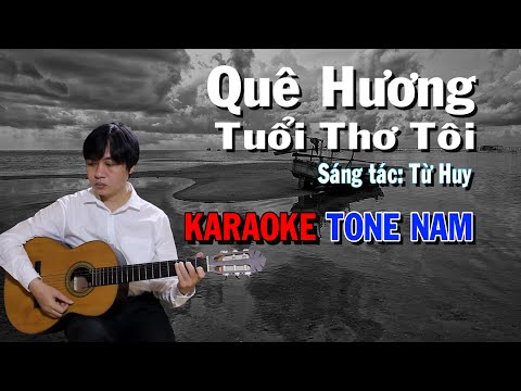 Quê Hương Tuổi Thơ Tôi - Karaoke Tone Nam - Beat Guitar - Karaoke NBC