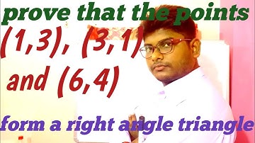 Prove that the points (1,3),(3,1)and(6,4) form a right angled triangle .