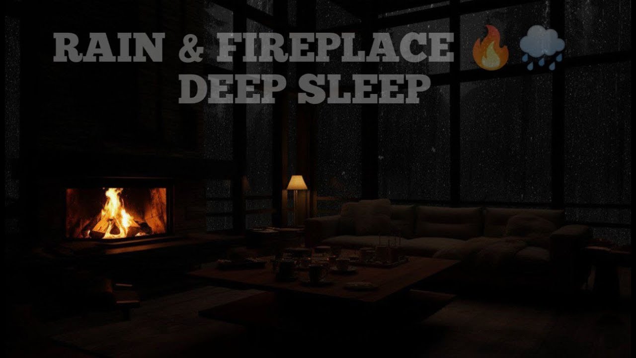 Cozy Cabin Room at Night | Rain and Fireplace Sounds for Relaxation ...