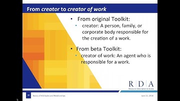Basics of Attributes and Relationships, Presentation at RDA Preconference 6.22.18
