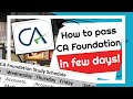 How to pass CA Foundation few days before exams
