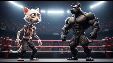 Poor Skinny Cat Fight With Bodybuilder Dog For Love-Heartwarming Cat Love Story