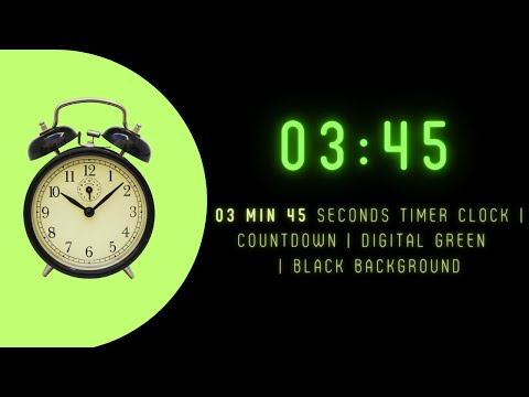 3 minute 45 Seconds Timer Clock | countdown | digital green | black background