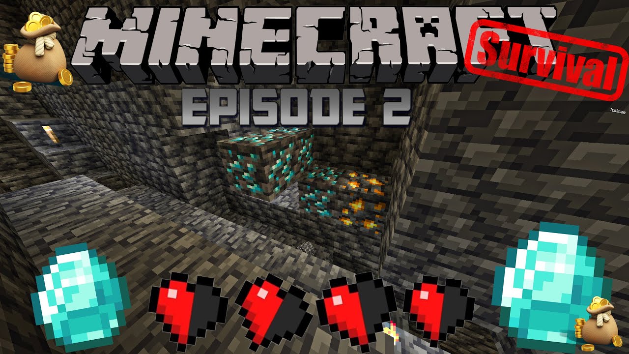 MINECRAFT SURVIVAL EPISODE 2 (* ALMOST DIED* INSANE CAVING EXPLORATION ...
