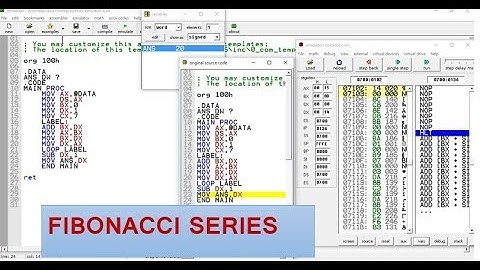 FIBONACCI SERIES IN ASSEMBLY LANGUAGE 8086
