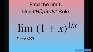 Find the limit as x approaches infinity of (1 + x)^(1/x). l’Hopital’s Rule