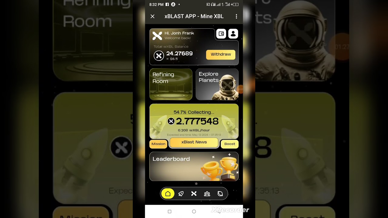 make a withdraw on Xblast mining