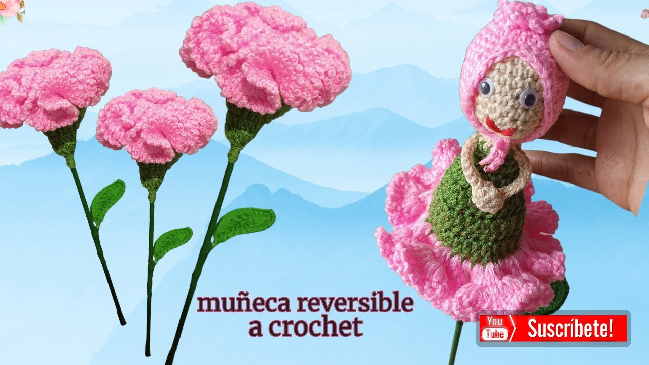 Flor reversible a crochet paso a paso  MUÑECA EN FORMA DE CAVEL REVERSIBLE