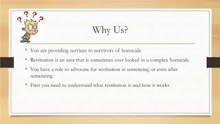 Restitution in Homicide A Crime Victim’s Right to Prompt Restitution Webinar