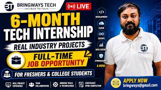 🚀 6-Month Industry Project Internship for Freshers | Real Projects + Full-Time Job Opportunity