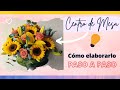 💐 CENTRO DE MESA redondo  con Rosas, Girasoles y lirios 🌻