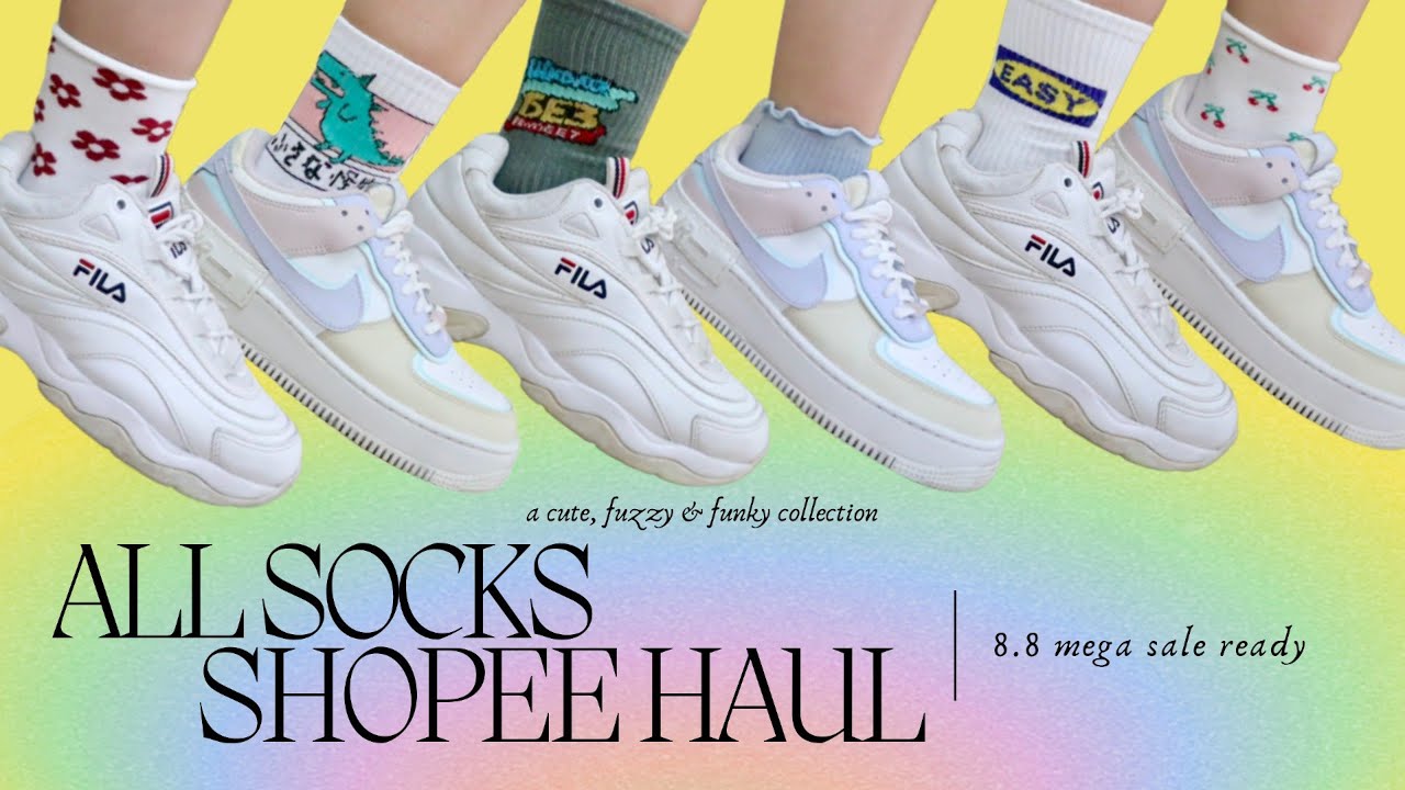 ALL SOCKS SHOPEE HAUL (8.8 mega sale ready) + cute, funky and fuzzy socks 🧦🤩 | Ara Joyce