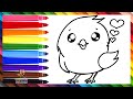 Cómo Dibujar Un Pájaro 🐦 Dibuja y Colorea Un Lindo Pájarito 💜🌈 Dibujos Para Niños