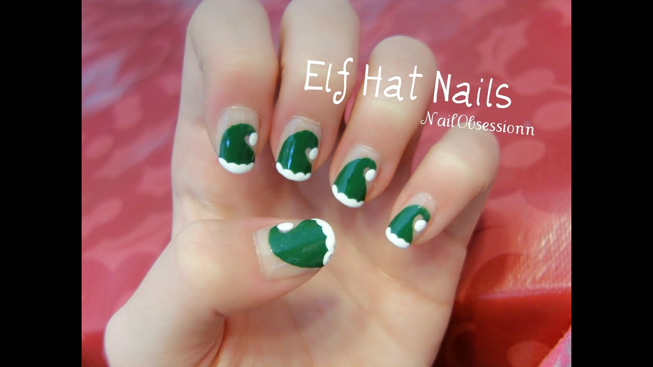 Easy Elf Hat Nail Art You