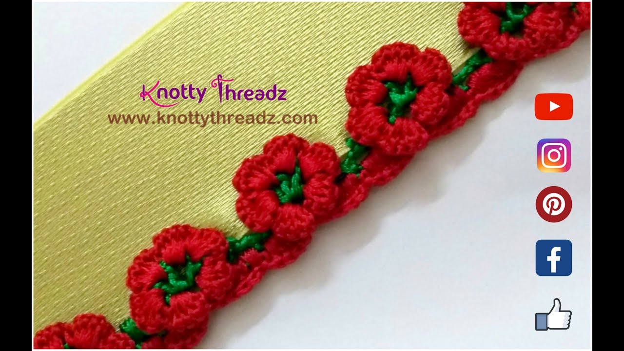 How to Crochet Beautiful Flower Design Border Saree Tassels Latest