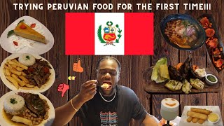 Trying Peruvian food for the first time!!Ceviche,Lomo Saltado,Seco Norteno, Anticuchos,pisco sour