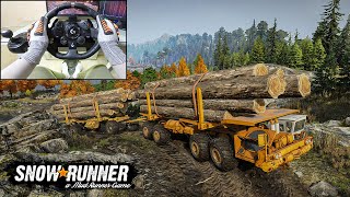 BIGGEST LOG TRUCK Transporting long Logs | Snow runner | Off Road & Mud | Logitech G923 Gameplay