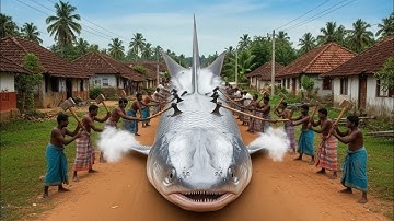 Vriendelijke dorpelingen redden eendenfamilie die werd opgegeten door een gigantische zilveren vi...