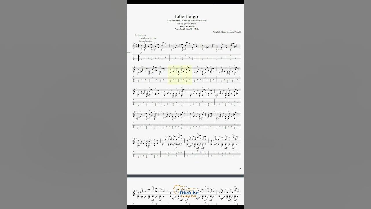 For Classical Guitar - Astor Piazzolla - Libertango