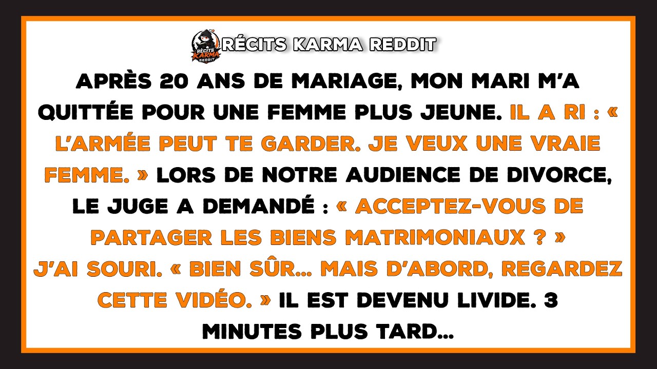 « Absolument, votre honneur. Mais avant cela, je veux que tout le monde dans cette pièce regarde une vidéo. » À cet instant précis, mon mari de vingt ans est devenu blanc comme un linge, ses mains...