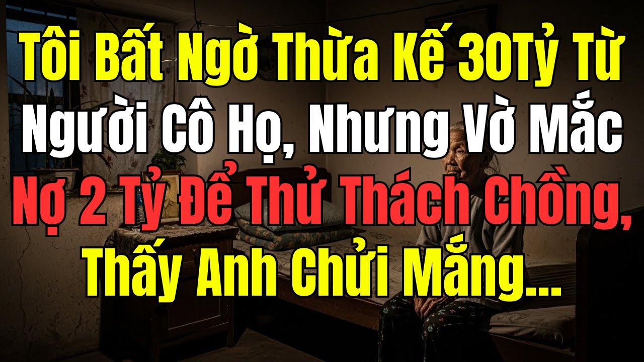 Tôi Thừa Kế 30 Tỷ Từ Cô Họ Nhưng Giả Vờ Nợ 2 Tỷ Để Thử Lòng Chồng, Không Ngờ Anh Lộ Bộ Mặt Thật