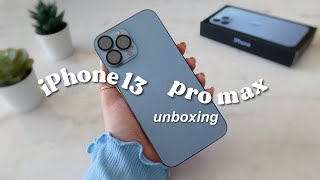 aesthetic iphone 13 pro max unboxing (sierra blue) + cute accessories ♡