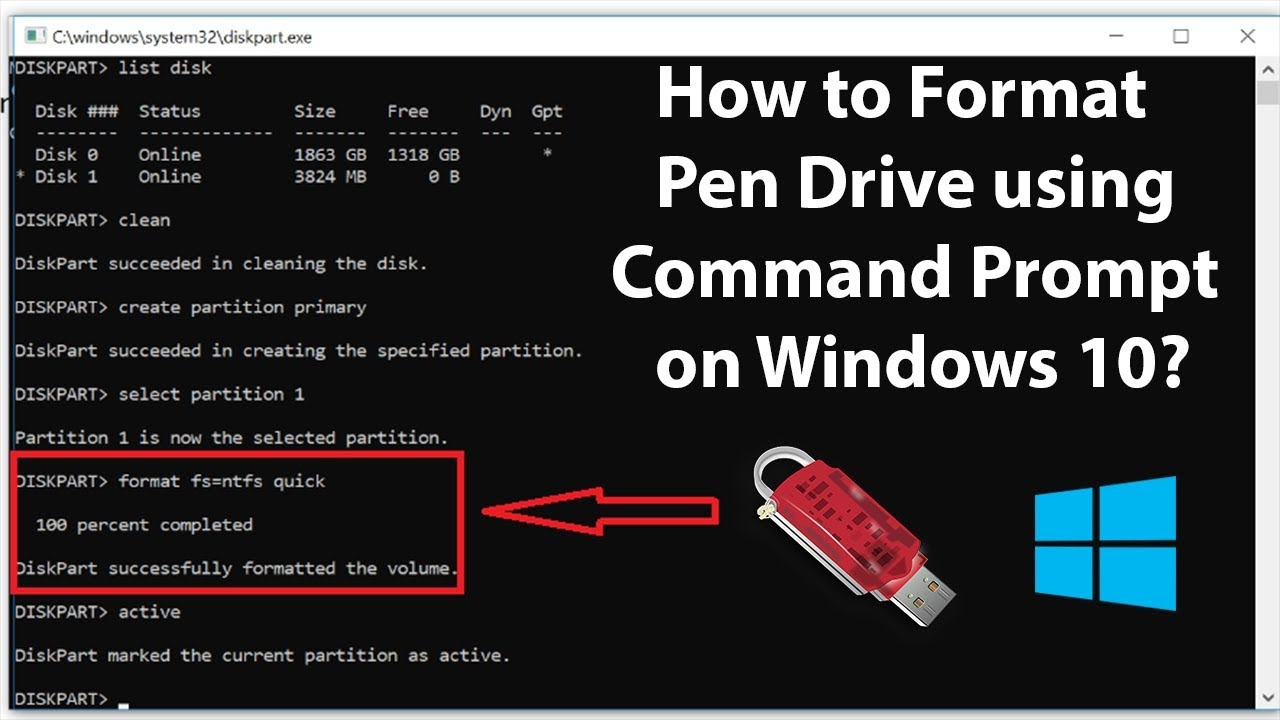 How to Format Pendrive using Prompt on Windows 10? - YouTube