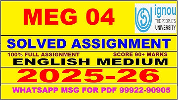 MEG 04 solved assignment 2025-26 in English || meg 04 solved assignment 2026 || meg4 2025-26