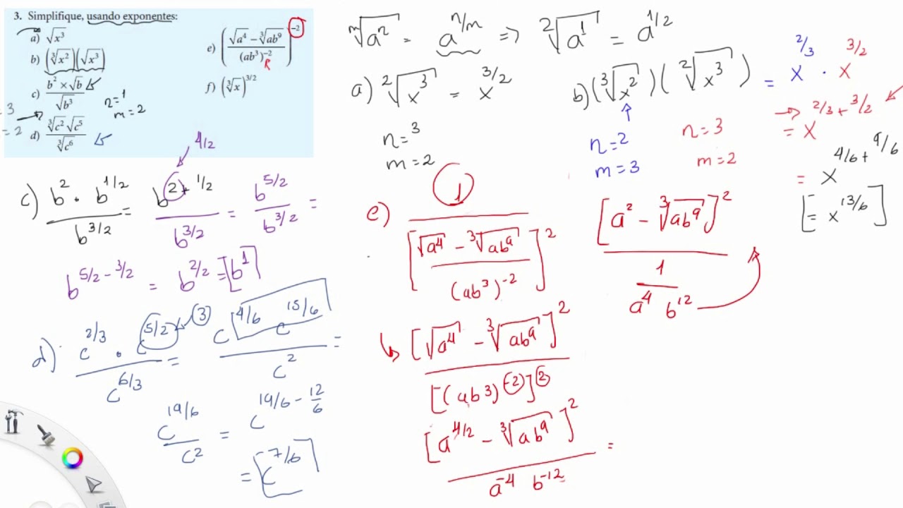 LEY DE RADICALES Y EXPONENTES EJERCICIOS PRÁCTICOS EJ