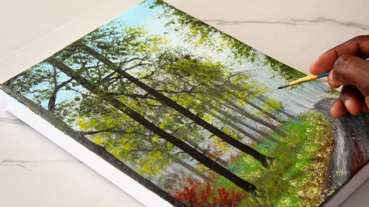 How to paint easy landscape for beginners /Acrylic painting tutorial ...