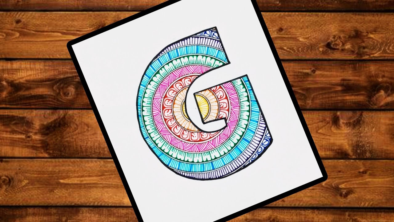 Colourful Letter G Mandala Drawing | Alphabet G Drawing 