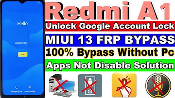 Redmi A1/A1 plus/Poco c50 Frp Bypass Miui13 |Redmi Frp Bypass Android 11Android 12 Mi Frp Bypass