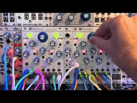 2x Mutable Instruments Marbles self modulations.  Jazzy off grid percussion in eurorack modular.